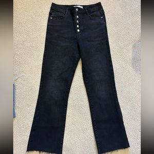 Zara black mini boot cut button up